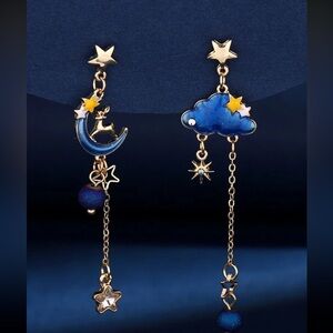 Cloud, Moon and Stars Earrings, Riendeer Earrings, Cloudy Skies Earrings